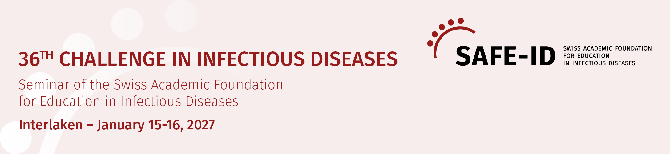 Header banner for the conference: 36th Challenge in Infectious Diseases. This goes from 15 January 2027 to 16 January 2027.